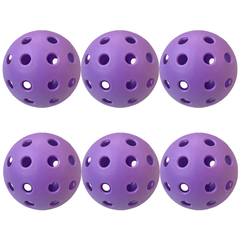 6pcs Pickleball 74MM Durable 40 Holes Outdoor Colorful Pickleballs Training And Entertainment Paddle Ball For Practice Sports
