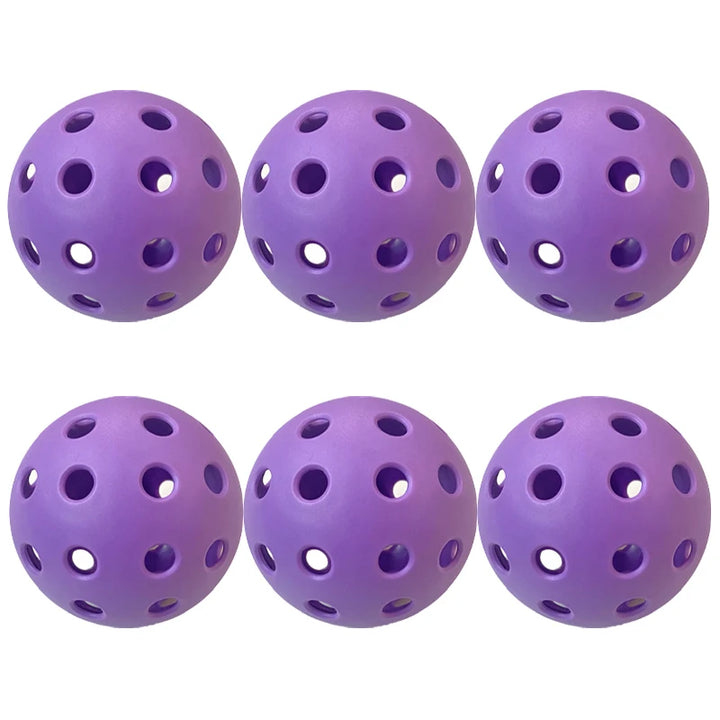 6pcs Pickleball 74MM Durable 40 Holes Outdoor Colorful Pickleballs Training And Entertainment Paddle Ball For Practice Sports