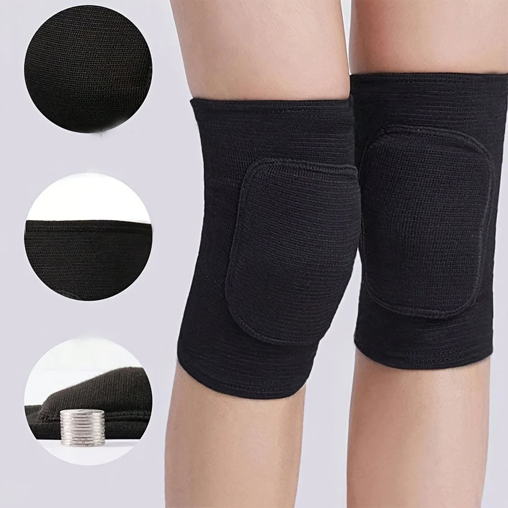 2pcs Sponge Knee Pads - Volleyball, Dance, Yoga, Running &amp; Cycling Knee Support Brace, Shock Absorbing, Breathable Polyester, Universal Fit (13+)