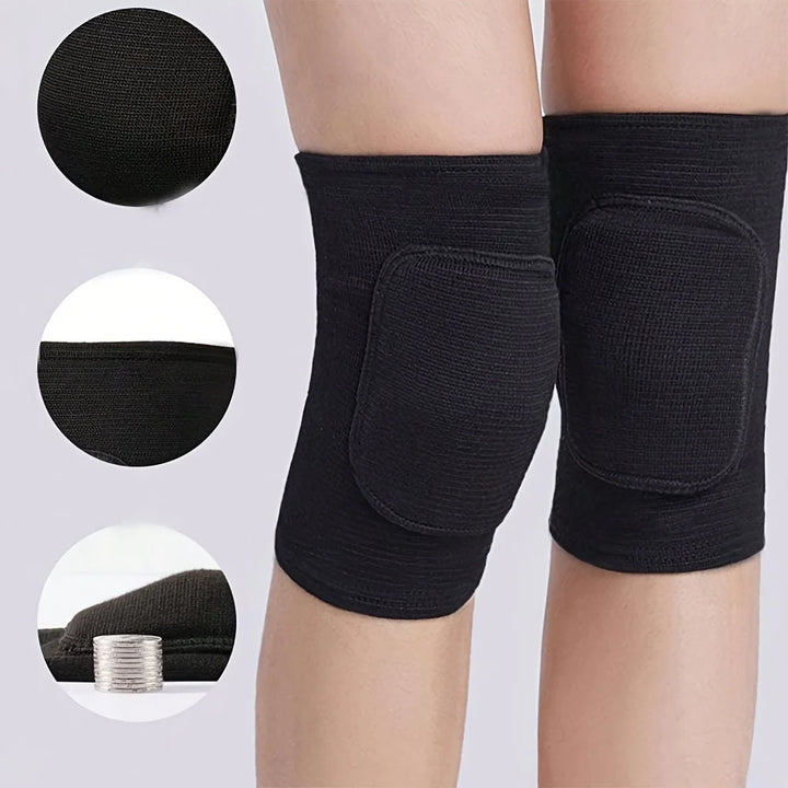2pcs Sponge Knee Pads - Volleyball, Dance, Yoga, Running &amp; Cycling Knee Support Brace, Shock Absorbing, Breathable Polyester, Universal Fit (13+)