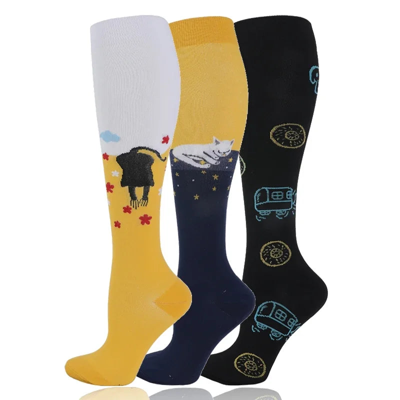 58 Styles 3 Pairs/Pack Compression Socks Knee High 30MmHg  Women Men Sports Socks Edema Diabetes Varicose Veins Running Socks