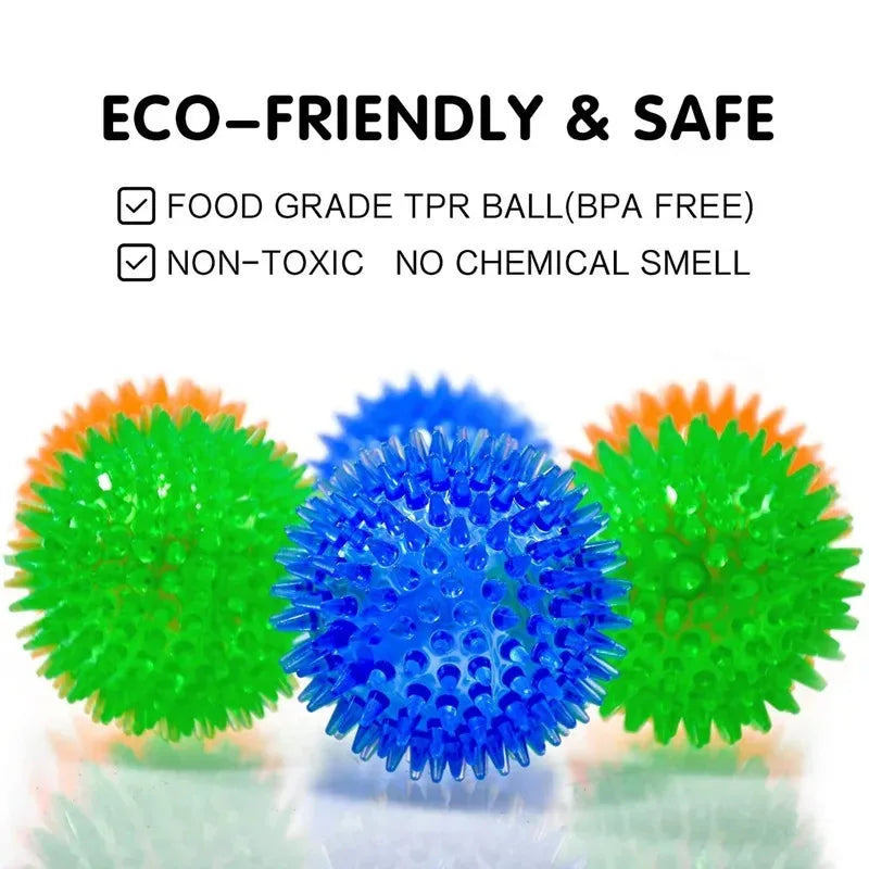Pet Dog &amp; Cat Squeaky Ball Toys, TPR Rubber Teeth Cleaning Chew Ball, Polka Sounding Training Toy for Puppies &amp; Dogs, Durable Dental Exercise Toy