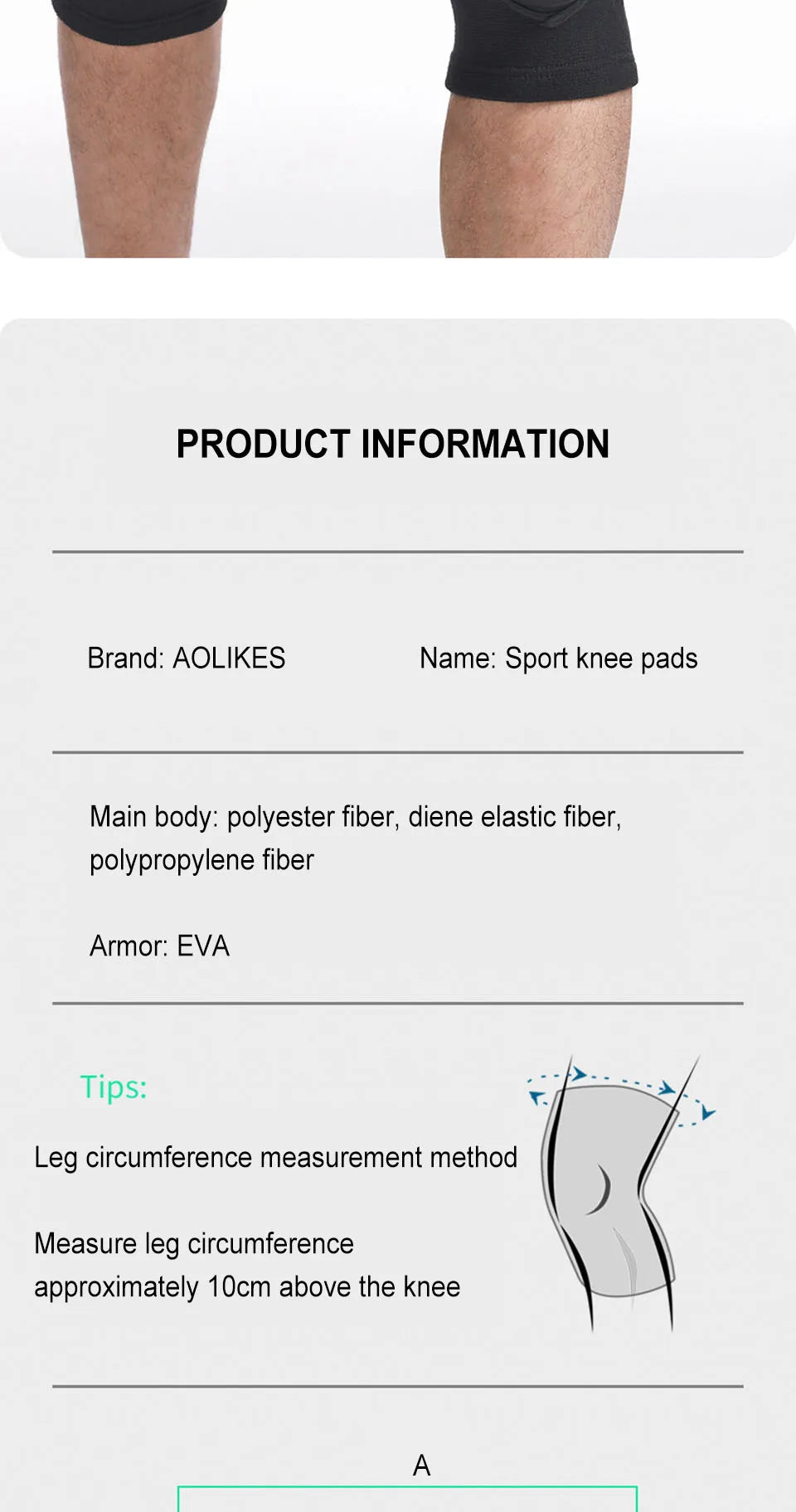 AOLIKES Knee Pads 1 Pair Anti-Slip Knee Sleeves with Thick EVA Foam Cushion for Volleyball, Football &amp; Dance Sports Protection