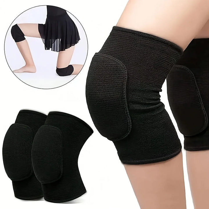 2pcs Sponge Knee Pads - Volleyball, Dance, Yoga, Running &amp; Cycling Knee Support Brace, Shock Absorbing, Breathable Polyester, Universal Fit (13+)