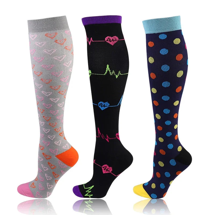58 Styles 3 Pairs/Pack Compression Socks Knee High 30MmHg  Women Men Sports Socks Edema Diabetes Varicose Veins Running Socks