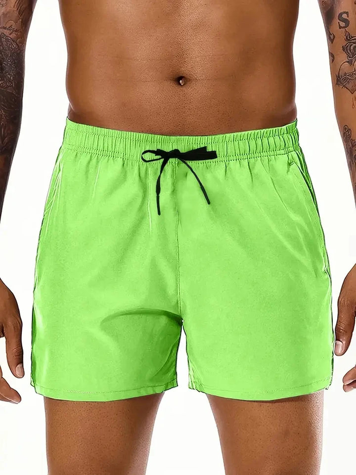 Men 2025 New  Summer Beach New Models Solid Color Fashion Leisure Comfortable Elastic Waist Double Pockets Cool Sports Shorts