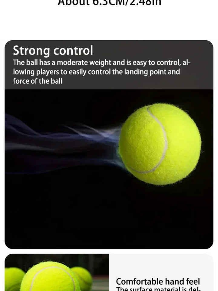 3pcs Professional Rubber Tennis Ball High Resilience Tennis Practice Ball for School Club Competition Training Exercises