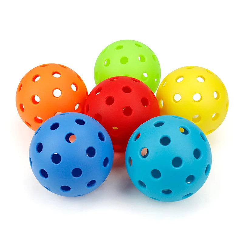 6pcs Pickleball 74MM Durable 40 Holes Outdoor Colorful Pickleballs Training And Entertainment Paddle Ball For Practice Sports
