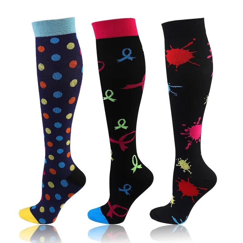 58 Styles 3 Pairs/Pack Compression Socks Knee High 30MmHg  Women Men Sports Socks Edema Diabetes Varicose Veins Running Socks