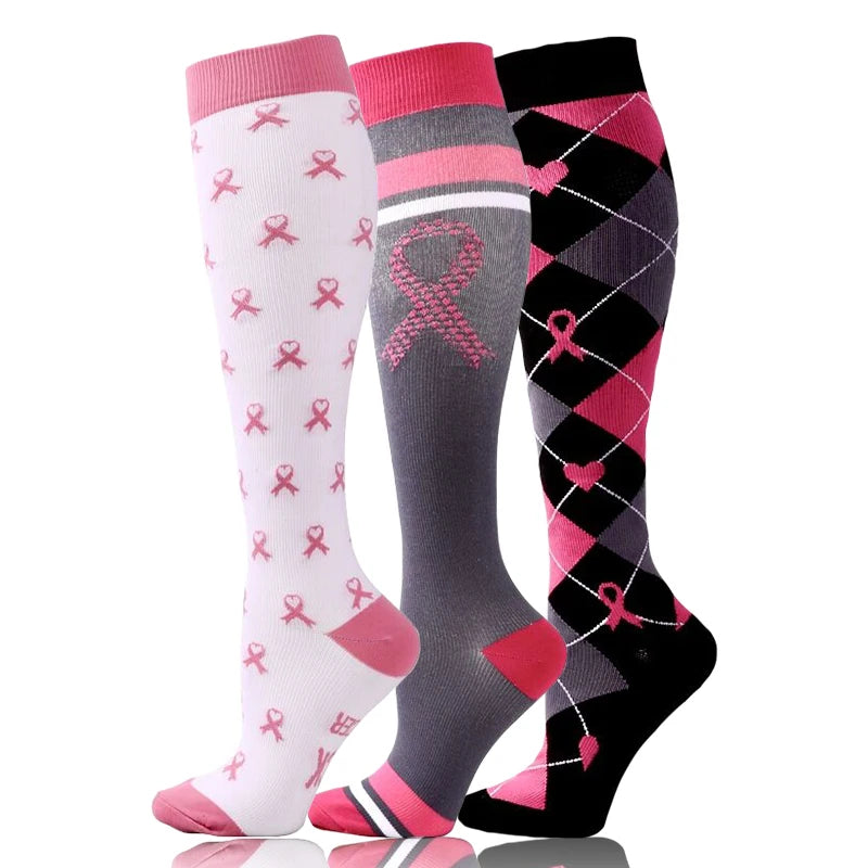 58 Styles 3 Pairs/Pack Compression Socks Knee High 30MmHg  Women Men Sports Socks Edema Diabetes Varicose Veins Running Socks