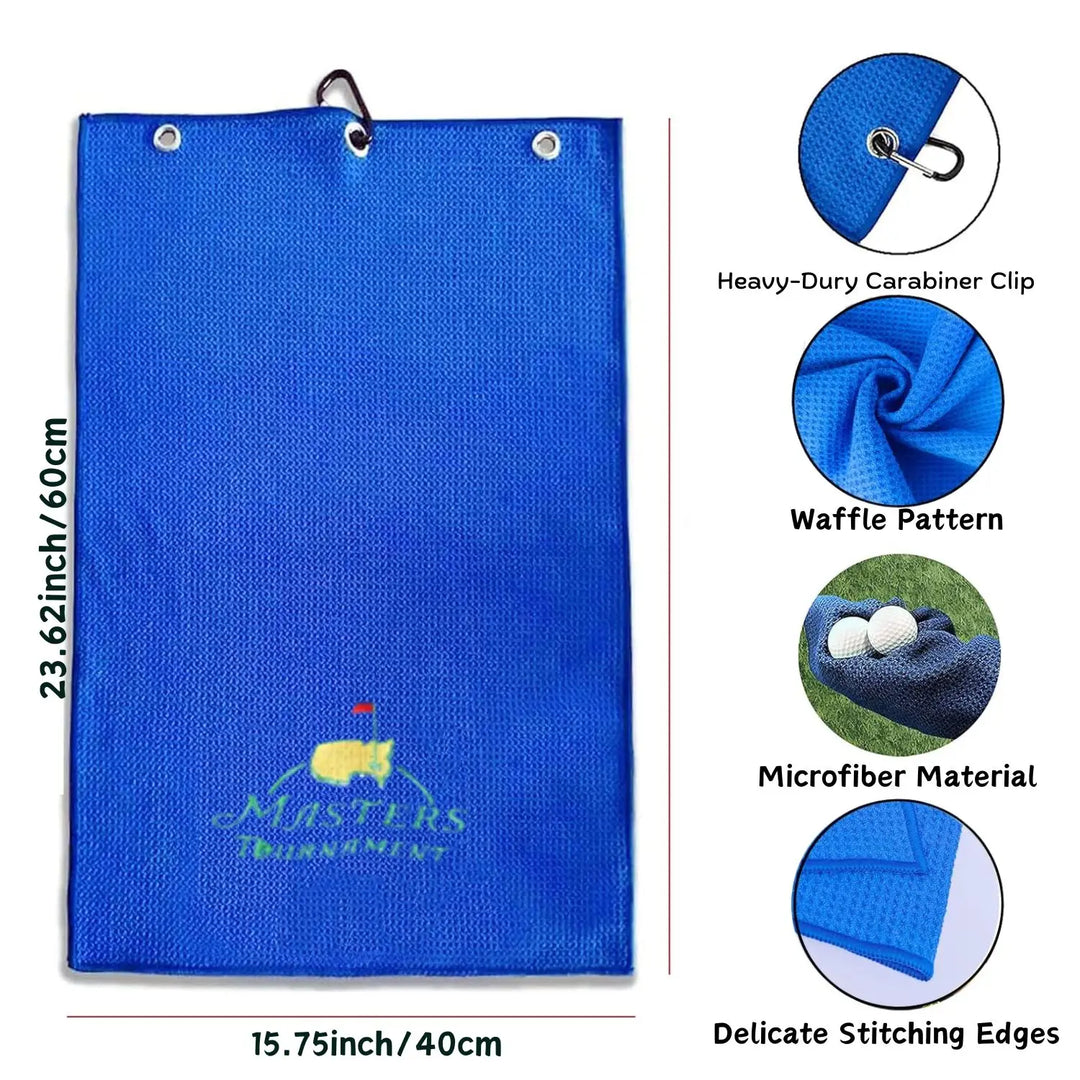 Funny Premium Microfiber Golf Towel 16 x 24 in, Embroidered Waffle Towel with Carabiner Clip, Trifold Golf Bag Accessory