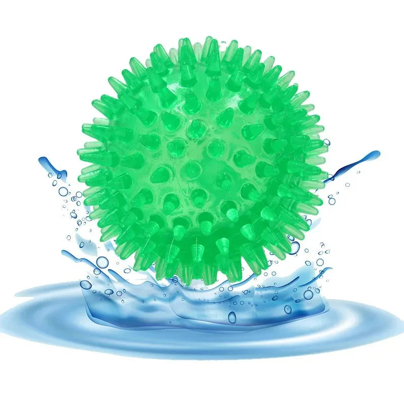 Pet Dog &amp; Cat Squeaky Ball Toys, TPR Rubber Teeth Cleaning Chew Ball, Polka Sounding Training Toy for Puppies &amp; Dogs, Durable Dental Exercise Toy