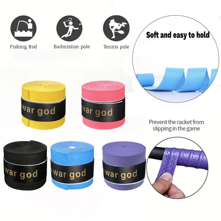 Non-Slip Tennis Racket Overgrip Tape, Sweat-Absorbing Pre-Cut Rubber Grip Wrap for Tennis, Badminton &amp; Pickleball, Comfortable Cushion Hand Tape