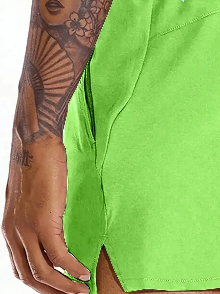 Men 2025 New  Summer Beach New Models Solid Color Fashion Leisure Comfortable Elastic Waist Double Pockets Cool Sports Shorts