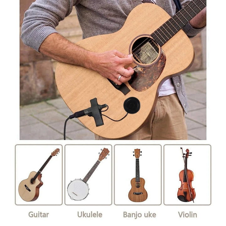 Professional Piezo Contact Mic Pickup Quick-Clip, Guitar/Violin/Banjo/Mandolin/Ukulele Transducer | Durable Plastic-Metal, High Sensitivity Sound
