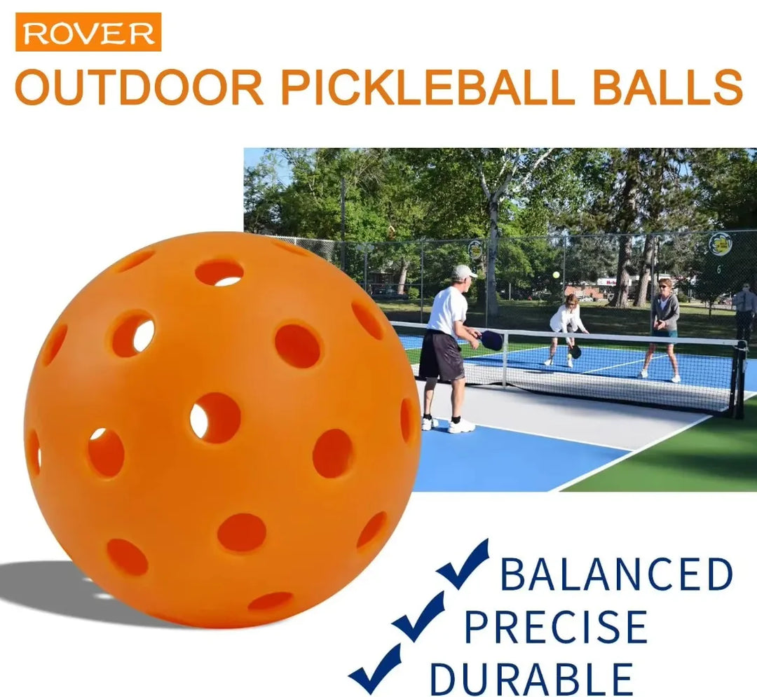 Pickleball 74MM Outdoor Pickleballs 6/12/24 Pack - Durable 40 Hole PP+PE Balls, 26g Competition Training Balls for Outdoor Pickleball Sports