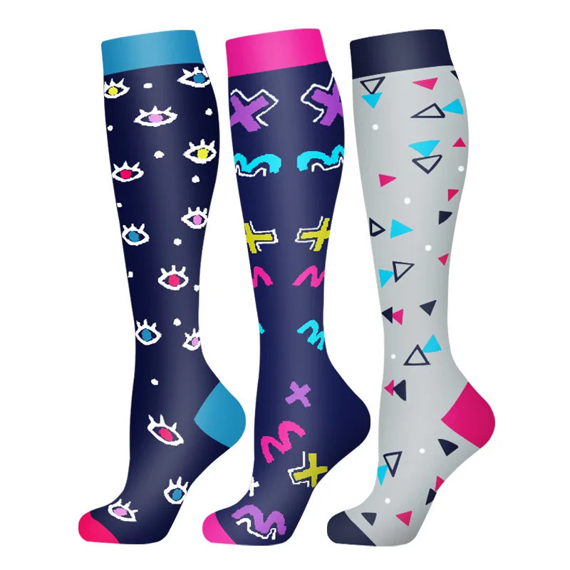 58 Styles 3 Pairs/Pack Compression Socks Knee High 30MmHg  Women Men Sports Socks Edema Diabetes Varicose Veins Running Socks