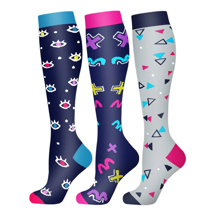58 Styles 3 Pairs/Pack Compression Socks Knee High 30MmHg  Women Men Sports Socks Edema Diabetes Varicose Veins Running Socks