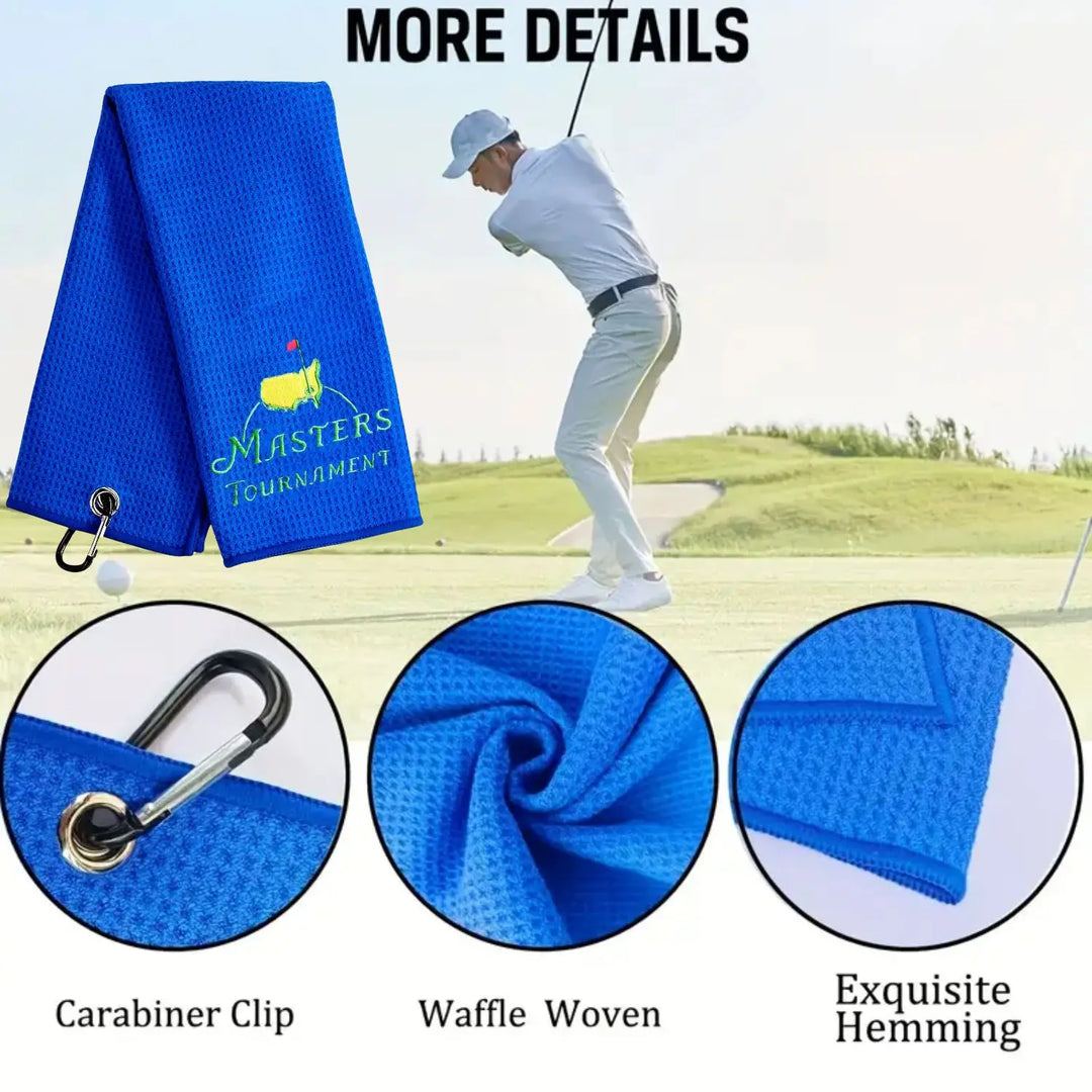 Funny Premium Microfiber Golf Towel 16 x 24 in, Embroidered Waffle Towel with Carabiner Clip, Trifold Golf Bag Accessory