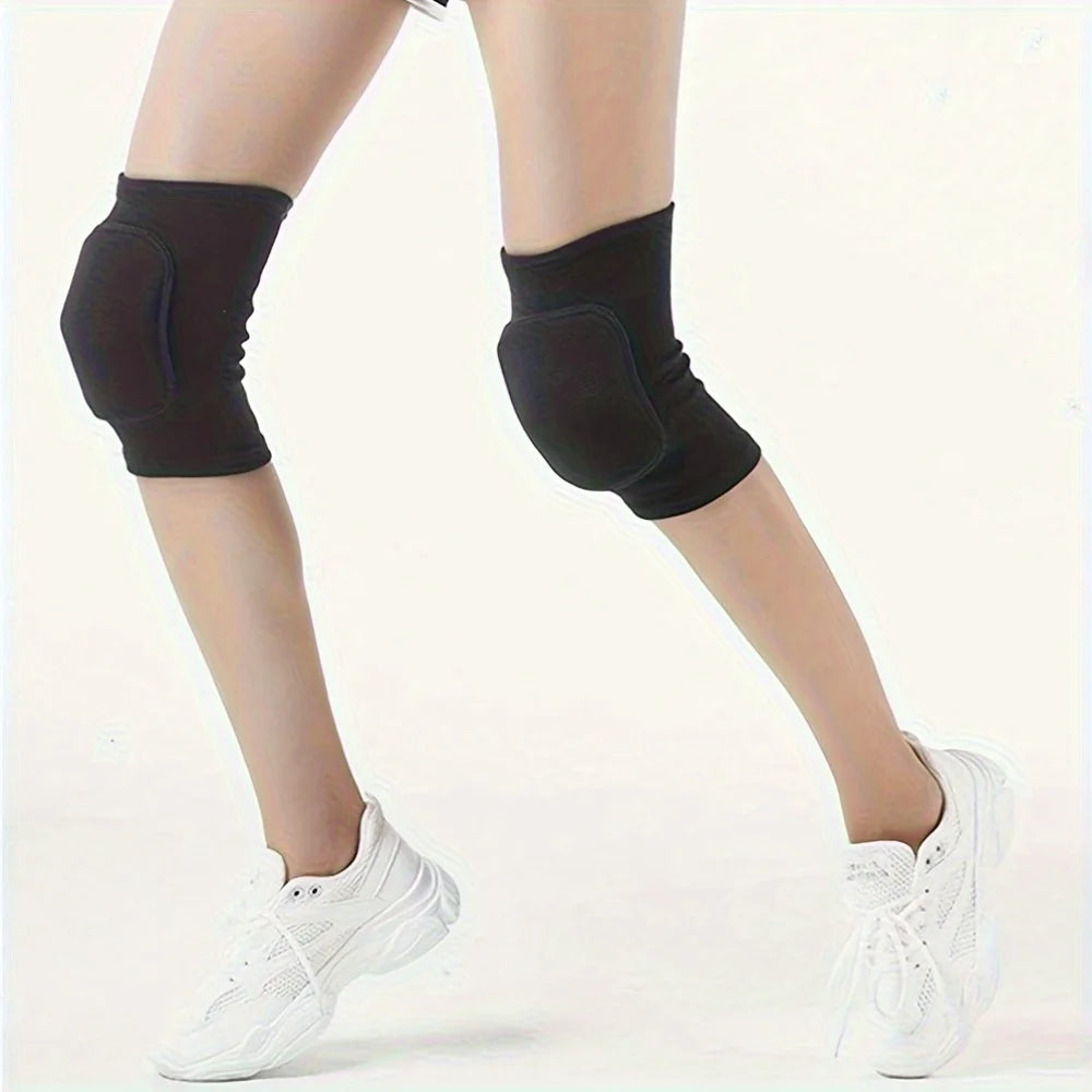 2pcs Sponge Knee Pads - Volleyball, Dance, Yoga, Running &amp; Cycling Knee Support Brace, Shock Absorbing, Breathable Polyester, Universal Fit (13+)