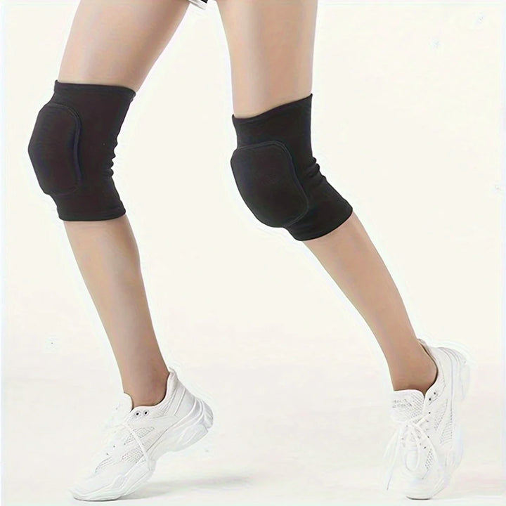 2pcs Sponge Knee Pads - Volleyball, Dance, Yoga, Running &amp; Cycling Knee Support Brace, Shock Absorbing, Breathable Polyester, Universal Fit (13+)