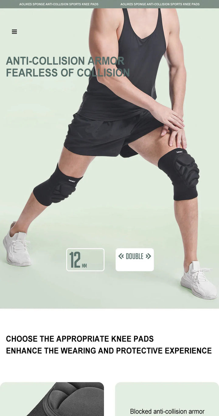 AOLIKES Knee Pads 1 Pair Anti-Slip Knee Sleeves with Thick EVA Foam Cushion for Volleyball, Football &amp; Dance Sports Protection