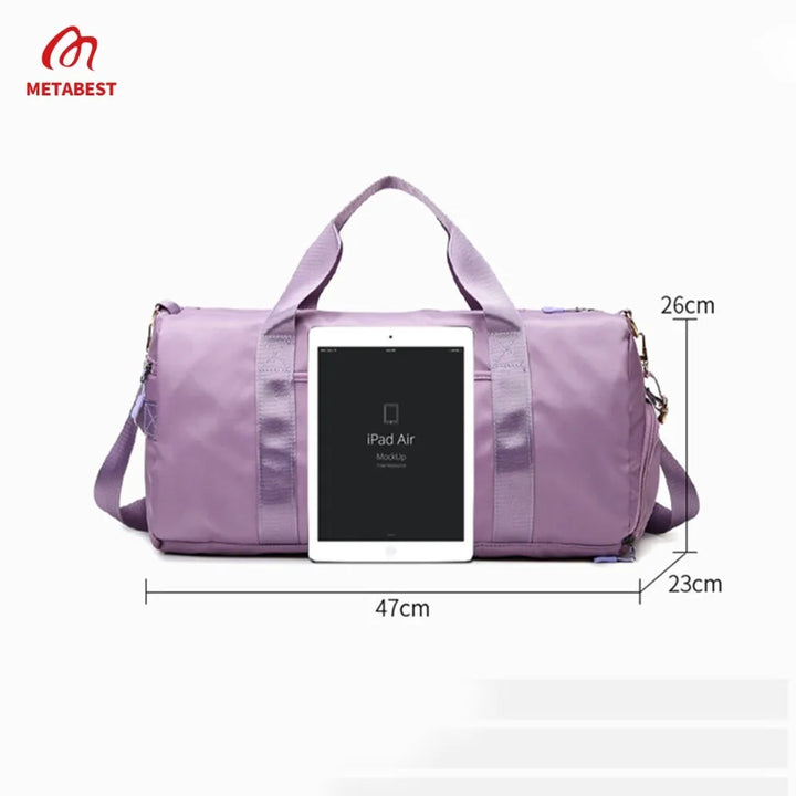 Outdoor Waterproof Nylon Sports Gym Bags Men Women Training Fitness Travel Handbag Yoga Mat Sport Bag with shoes Compartment