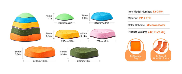 SucceBuy 5/6 PCS Balance Stepping Stones Kids Sports Toys Training Sensorial Social Games for Children Indoor or Outdoor Play