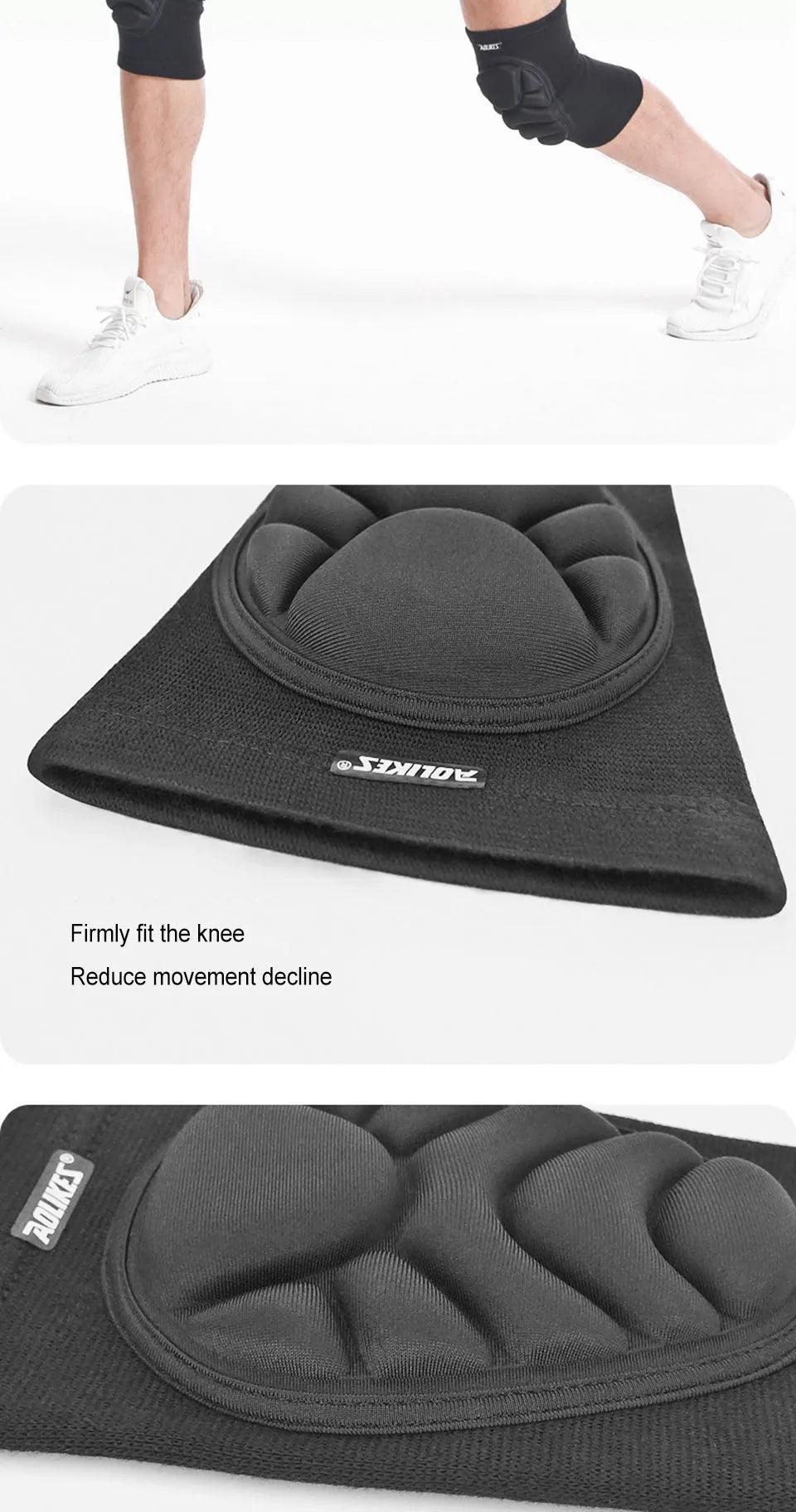 AOLIKES Knee Pads 1 Pair Anti-Slip Knee Sleeves with Thick EVA Foam Cushion for Volleyball, Football &amp; Dance Sports Protection