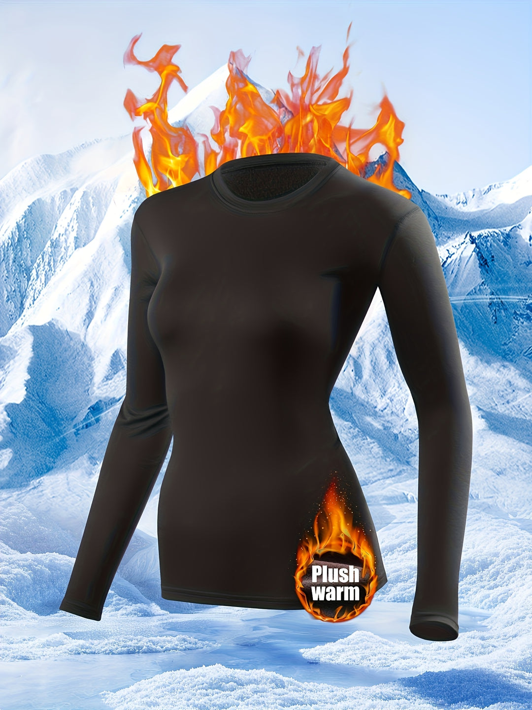 Women’s 4PCS Thermal Underwear Set Fleece Lined Winter Base Layer Top &amp; Leggings Cozy Warm Pajama Suit for Skiing Hiking Cold Weather Wear