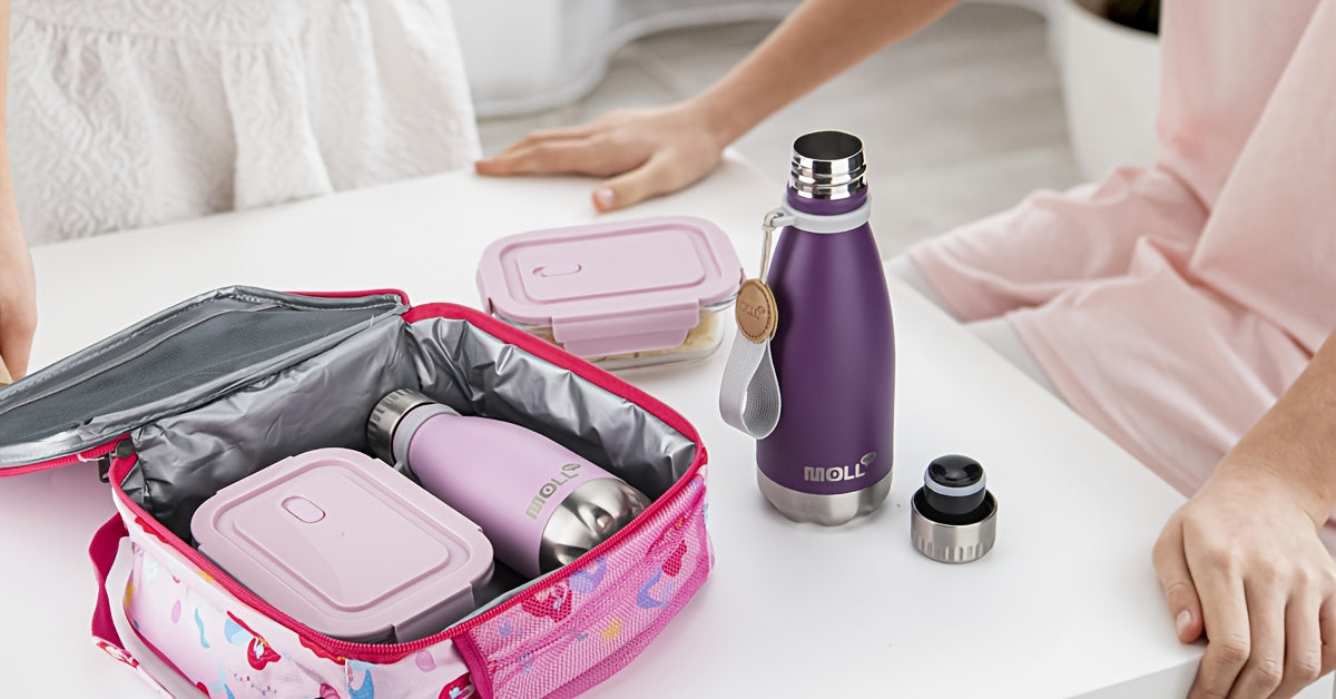 1pc Mollcity 9oz/266ml Stainless Steel Water Bottle - Vacuum Insulated, Leak-Proof, Double-Wall Insulated with Carry Strap, 24H Cold & 12H Hot, Lightweight & Durable for School, Sports, Travel, Outdoor, Gym