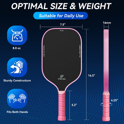 Pickleball Paddles Set Of 2, T700 Carbon Fiber Pickleball Paddles W/Carbon Abrasion Surface & 16mm Honeycomb Core for Ultimate Spin, Power & Control, Ideal for Men, Women, Novice, Intermediate & All Levels