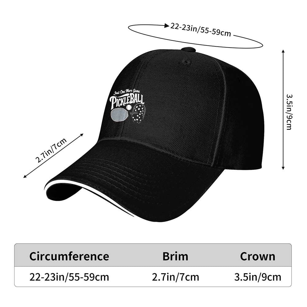 Stylish All-Season Design "Just One More Game" Pickleball Cap - Unisex Adjustable Baseball Cap, Breathable Outdoor Sports Hat for Men Women
