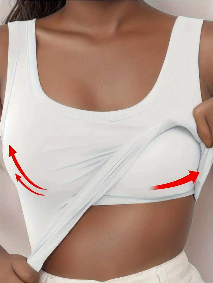 4-Pack Women’s Sports Tank Tops with Chest Padding, Wide Straps, Breathable Quick-Dry Stretch Workout &amp; Casual Tops