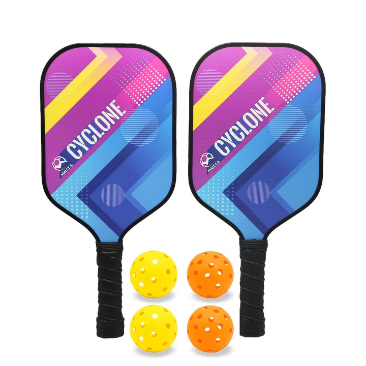 2-Pack Fiberglass Pickleball Paddle Set with 4 Balls &amp; Carry Bag – Lightweight Rackets set with Honeycomb Core for All Skill Levels