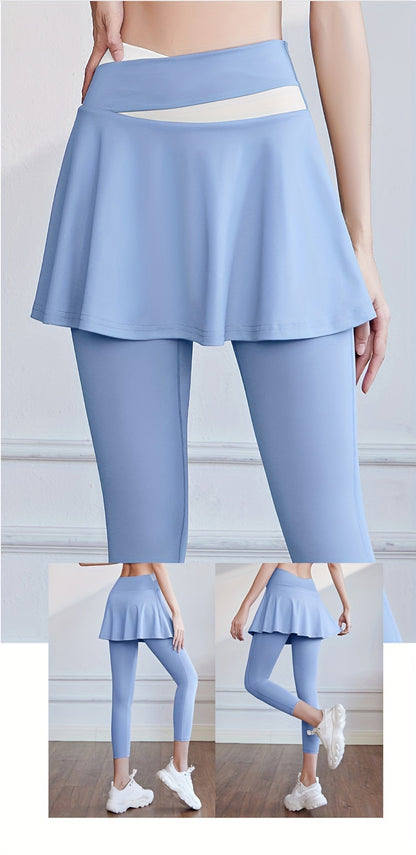 Women's Sports Skirt with Leggings Colorblocked Design for Running Golf and Gym