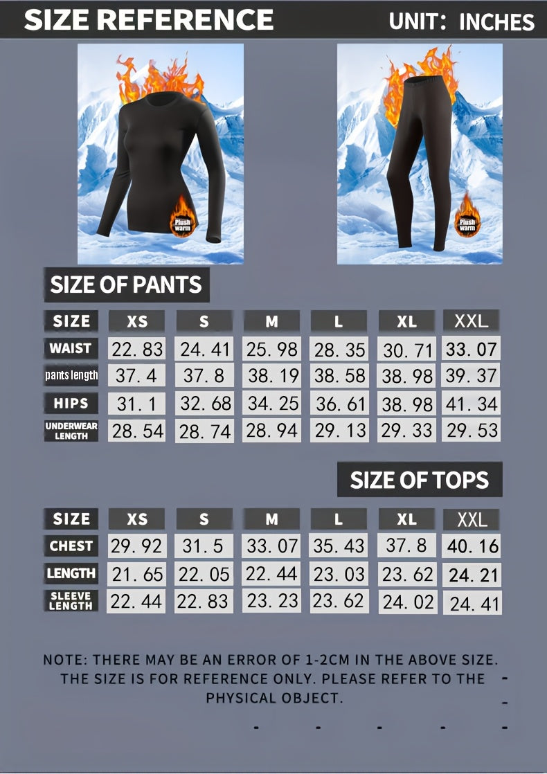 Women’s 4PCS Thermal Underwear Set Fleece Lined Winter Base Layer Top &amp; Leggings Cozy Warm Pajama Suit for Skiing Hiking Cold Weather Wear