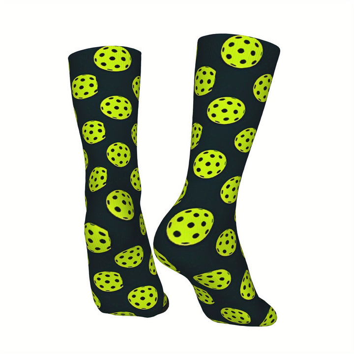 Funky Hip Hop Pickleball Socks for Men – Seamless Moisture-Wicking Cushioned Street Style Sports Socks with Humorous Pickleball Print