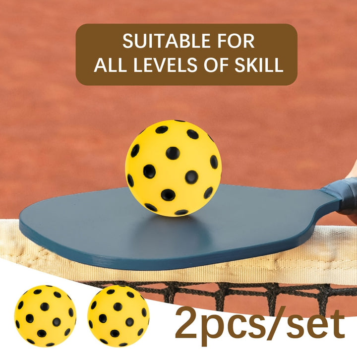 2pcs Silent Foam Pickleball Balls – Durable Quiet Training Balls for Indoor/Outdoor Practice with True Bounce (Yellow/Green)