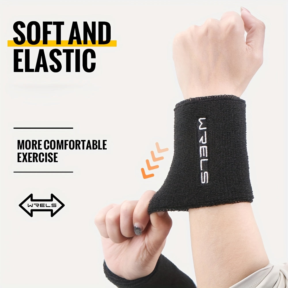 1pc-2pcs WRELS Unisex Sports Wristbands - Windproof Anti-Perspirant Sweat-Wicking with Wool Loops, Flexible Lightweight Breathable & Absorbent for Fitness, Basketball, Gym, Outdoor Activities (Grey/Black), Gym Accessories | M