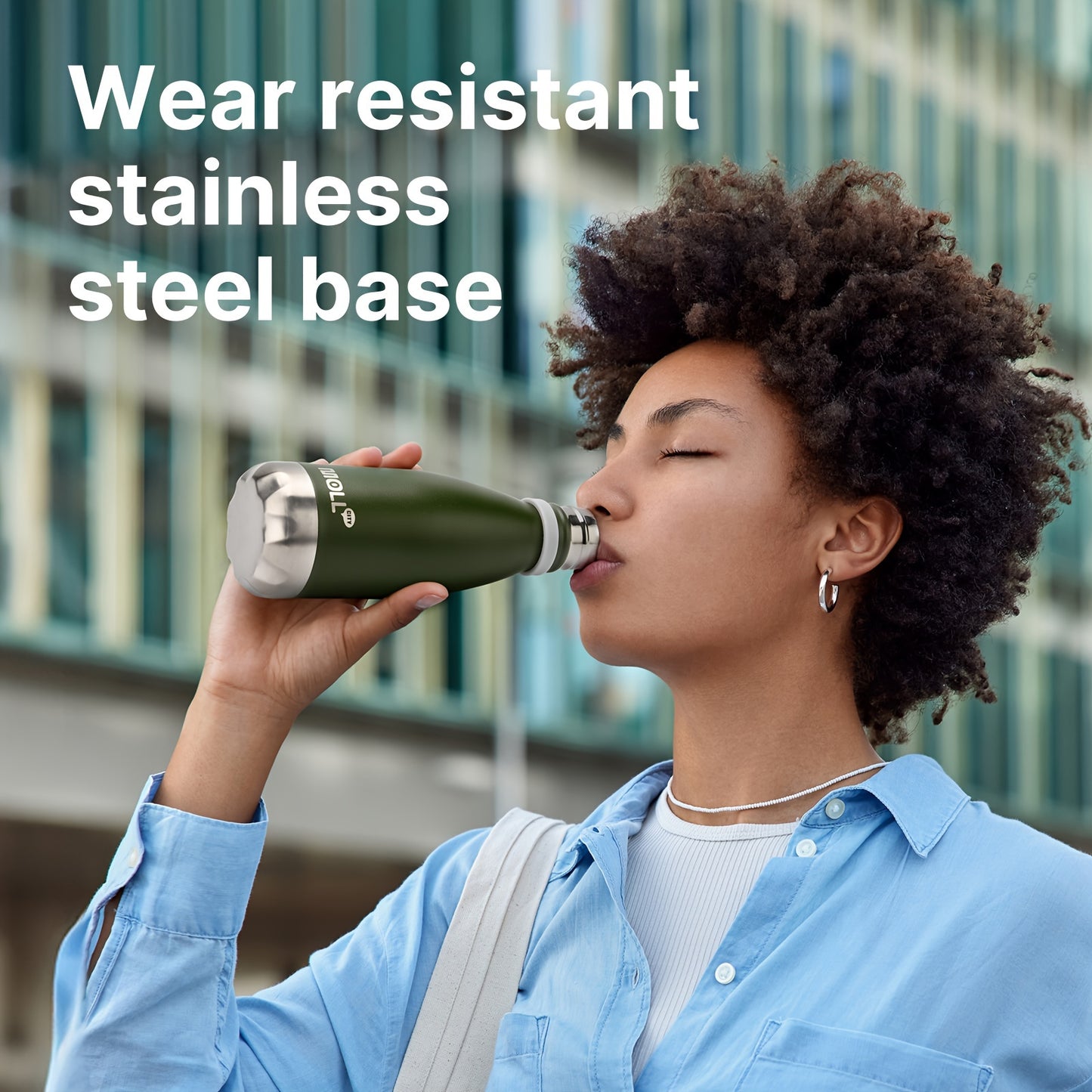 1pc Mollcity 9oz/266ml Stainless Steel Water Bottle - Vacuum Insulated, Leak-Proof, Double-Wall Insulated with Carry Strap, 24H Cold & 12H Hot, Lightweight & Durable for School, Sports, Travel, Outdoor, Gym