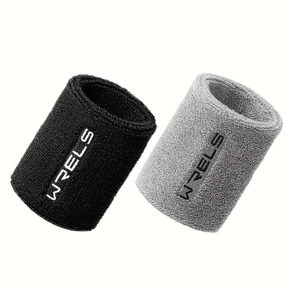 1pc-2pcs WRELS Unisex Sports Wristbands - Windproof Anti-Perspirant Sweat-Wicking with Wool Loops, Flexible Lightweight Breathable & Absorbent for Fitness, Basketball, Gym, Outdoor Activities (Grey/Black), Gym Accessories | M