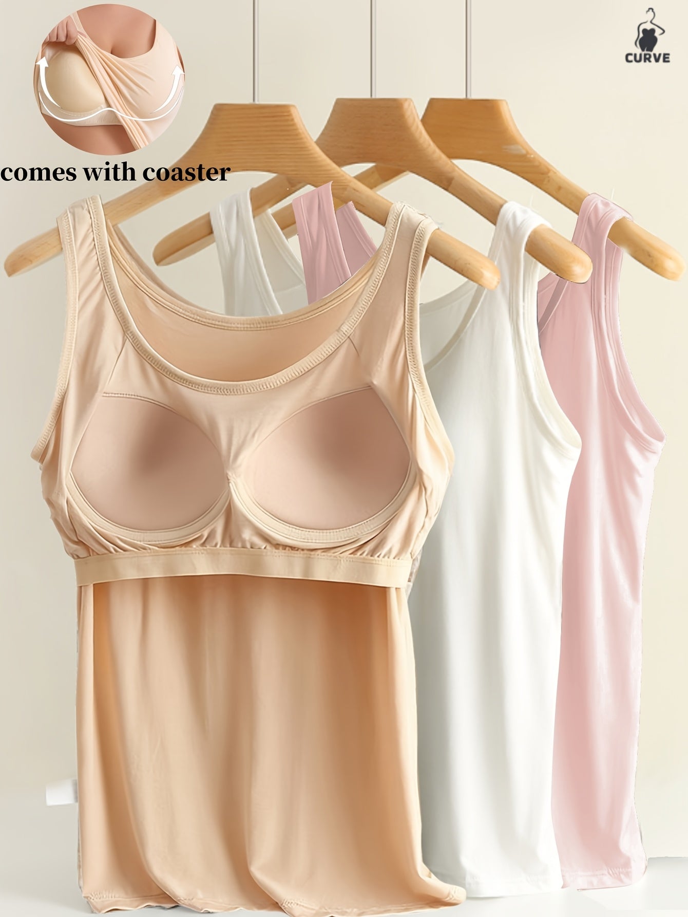 3pcs Set Women's Comfortable Wide Strap Sports Tank Tops with Built-in Pads, No Bra Needed, Simple and Fashionable, Can Be Worn as Innerwear or Outerwear
