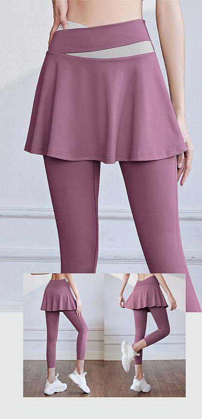 Women's Sports Skirt with Leggings Colorblocked Design for Running Golf and Gym