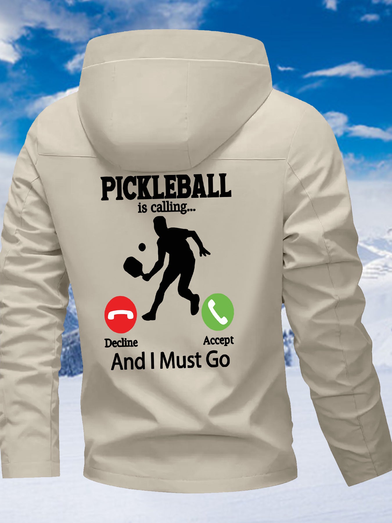 New Couple'S Windbreaker with Pickleball Print, All-Weather Windproof Outdoor Climbing Jacket for Men And Women