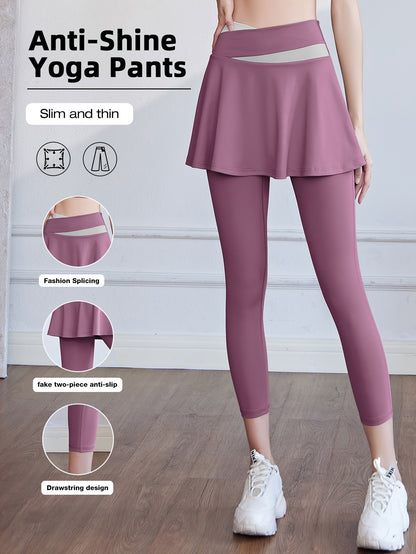 Women's Sports Skirt with Leggings Colorblocked Design for Running Golf and Gym