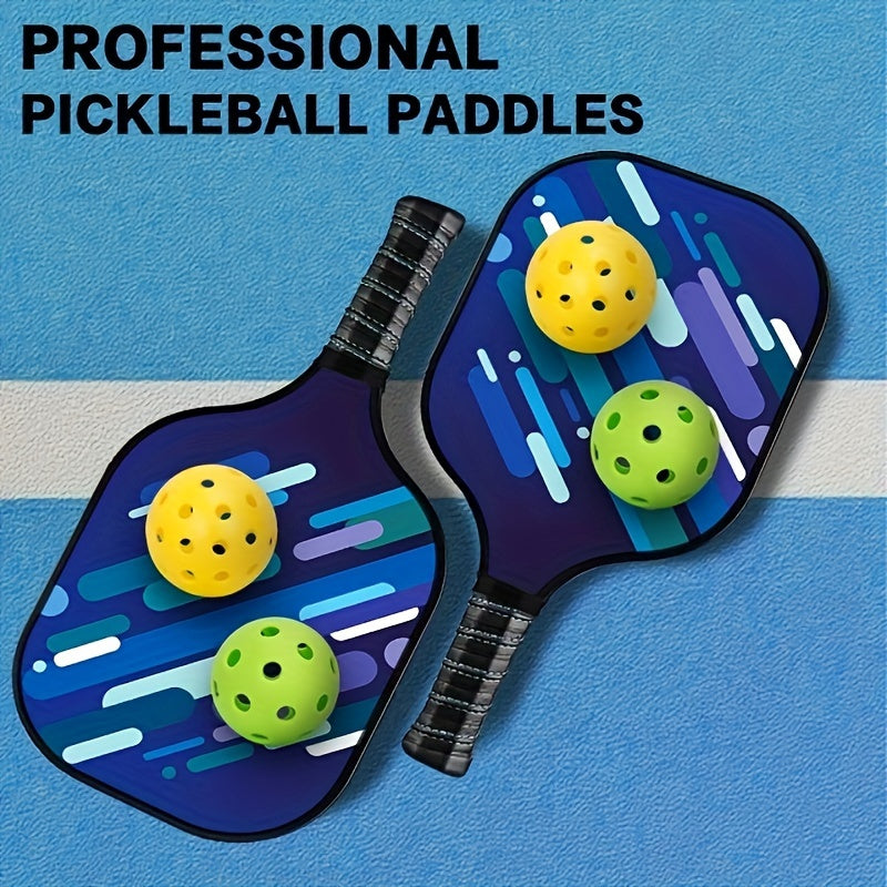Pickleball Paddles Pickleball Set Indoor & Outdoor Use, Lightweight Pickle Ball Paddle Set Of 2 with 4 Pickleball Balls And Pickleball Bag, Fiberglass Surface Cushion Grip (Blue)