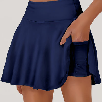 Elegant Flared Skirt | Comfortable and Breathable Short Umbrella Skirt with Built-in Pants and Pockets for Spring/Summer, Ideal for Daily Commute and Casual Sports