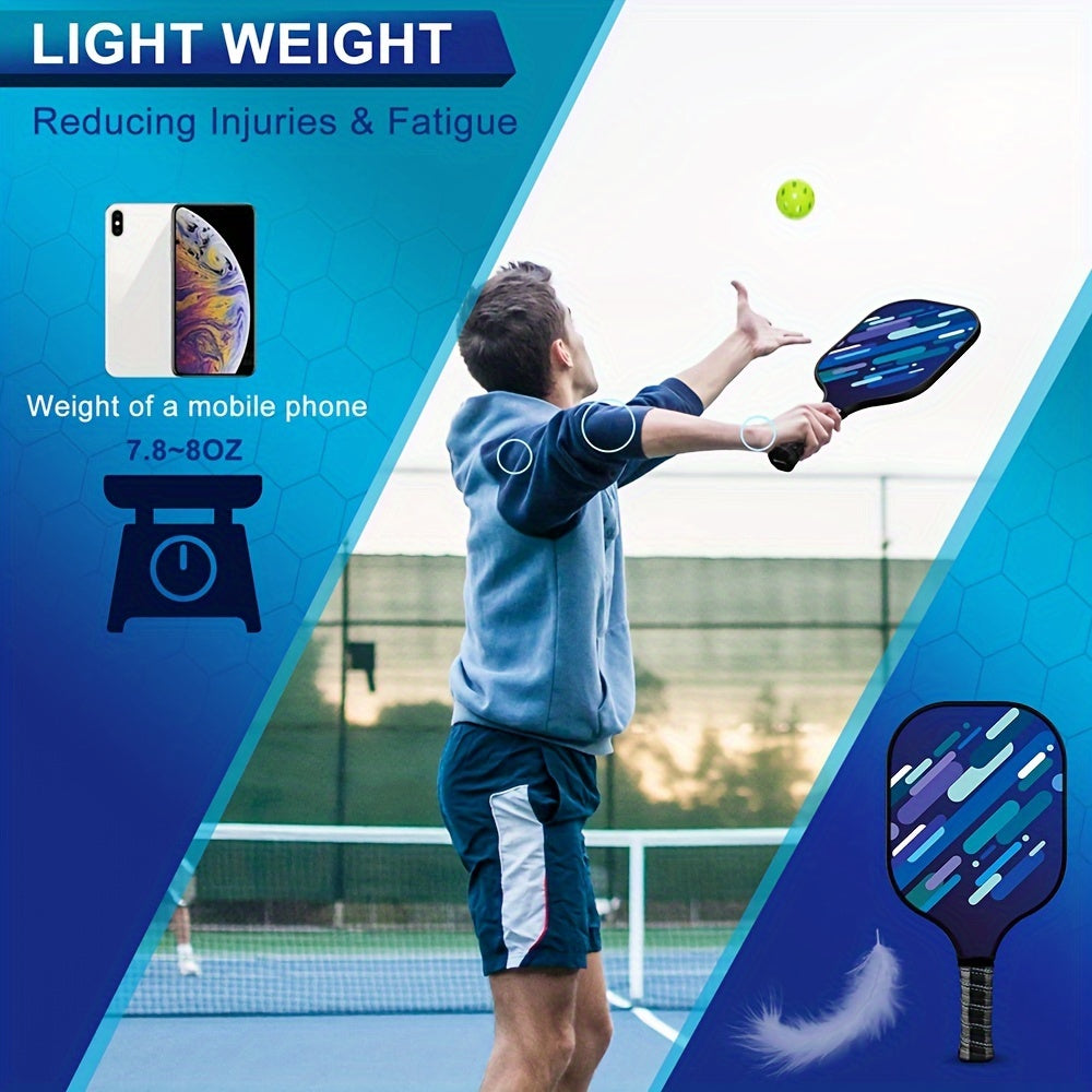 Pickleball Paddles Pickleball Set Indoor & Outdoor Use, Lightweight Pickle Ball Paddle Set Of 2 with 4 Pickleball Balls And Pickleball Bag, Fiberglass Surface Cushion Grip (Blue)