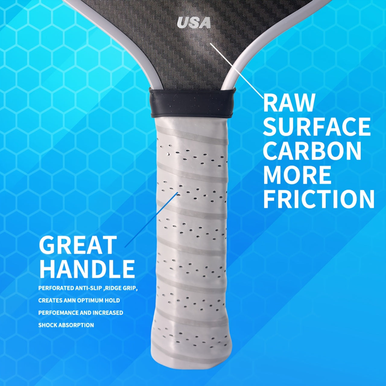 1 Carbon Fiber T700 Fabric Texture Pickleball Paddle | 16mm Roughness, High Friction, Cold Pressed, USA Approved